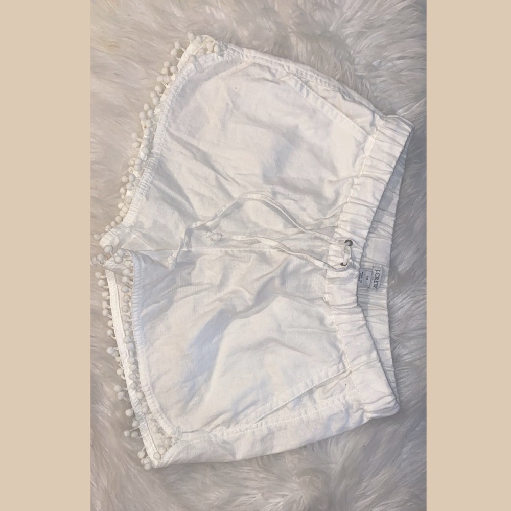 J Crew White Linen Drawstring Shorts